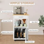 Mobile Kitchen Island Cart with Storage, Wheels, Cabinet and Drawer for Dining Room in White 2