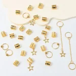32pcs Star Dreadlock Hair Braids Cuffs and Braid Decorations Hair Accessories Loc Hair Jewelry for Braids for Women 6