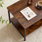 JHK 31IN Wood Coffee Table For Living Room 2-Tier Center Counter with Storage 50 lbs Capacity Anti-Slip Feet Modern Design 3