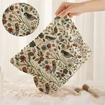 1pc Cosmetic Bags Branch Bird Pattern Women's Makeup Bag Corduroy Cosmetic Storage Bag Portable Commuting Travel Toiletry Bag 3