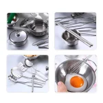 Children Metal Stainless Steel Material Pretend Play Food Kitchen Cookware Set Toy Mini Cooking Game Pot Shovel Kid Kitchen Toys 3