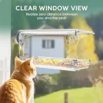 Indestructible Large Window Bird Feeder with Removable Seed & Water Tray, for Wild Birds with 4 Super Strong Adhesive Hooks + 4 6