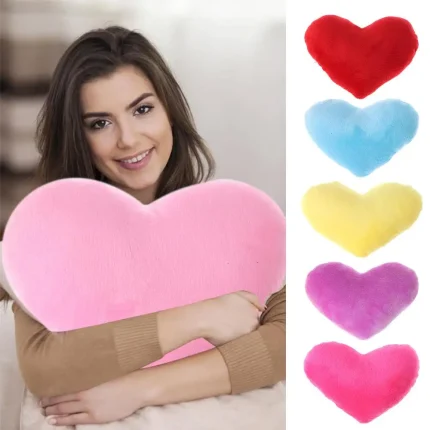 Heart Plush Toys Valentines Day Soft Pillow Kawaii Toy Lovely Gift for Birthday Home Decorative Soft Stuffed Pillow