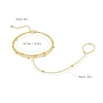 Minimalist Thin Chain Connected Finger Ring Bracelets for Women Multilayer Vintage Ball Beads Link Bangles Party Elegant Jewelry 5