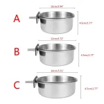 Parrot Rabbit Hamster Pet Food Dish Stainless Steel Clamp-on Water Drinker Bird Feeder Feeding Bowl Cage Cup Hanging bowl 6