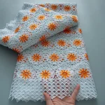 Nigerian Guipure Cord Lace Fabric 2025 High Quality 5 Yards Knitted African Water Solube Lace Fabric For Women For Wedding Dress 5