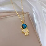 Light Luxury Titanium Steel Star Series Necklace for Women Gold Color Planet Moon Astronaut Pendant Necklaces Jewelry Gifts 4