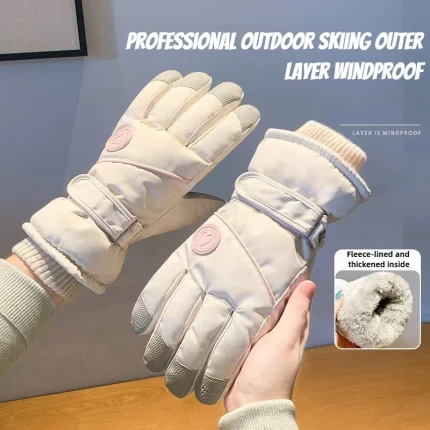 Women Winter Skiing Gloves 2026 New Fashion Fleece Lined Thick Warm Cold Resistant Touchscreen Electric Bike Riding Gloves