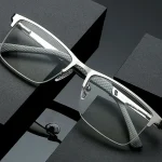 Men Reading Glasses Business Presbyopia Glasses Metal Frame Anti Blue Light Eyeglasses Unisex Clear Glasses
