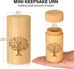 Bamboo Keepsake Urns with Tree of Life Pattern, Set of 2 for Human or Pet Ashes, Holds 7.5 Cubic Inches 2