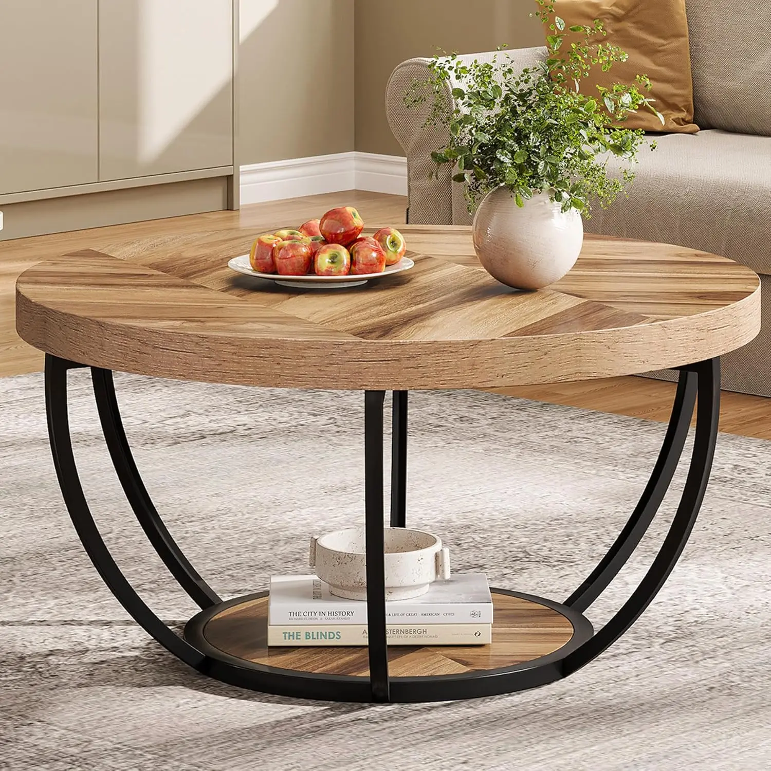 32" Circle Marble Coffee Tables, 2-Tier Golden Metal Legs Accent Center Table with Open Storage Modern Design Home Furniture 32" Circle Marble Coffee Tables, 2-Tier Golden Metal Legs Accent Center Table with Open Storage Modern Design Home Furniture