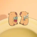Cute Capybara Enamel Pins Cartoon Animal  Metal Brooches Shirt Backpack Lapel Badge Jewelry Gift for Kids Friends 3