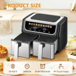 Dual Basket Air Fryer, 9.5 Quart Large Air Fryer with Double Basket, Black 2