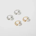 ANENJERY Imitation Pearl Hoop Earrings for Women Round Wedding Party Ear Jewelry Wholesale 2
