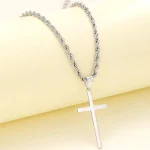 2PCS Necklace Men's and women's new cross pendant necklace, minimalist gold jewelry, men's and women's necklace 3