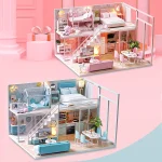 Doll House Kit 3D Wooden Mini DollHouse Assembly Building with Furniture Kit Toys Children's Birthday Gift 3D Puzzle Handmade 5