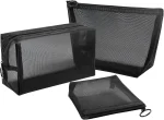 Aosbos 3-Pack Mesh Cosmetic Bag Set - Travel/On-The-Go Makeup Storage, Zipper Closure Small Pouch