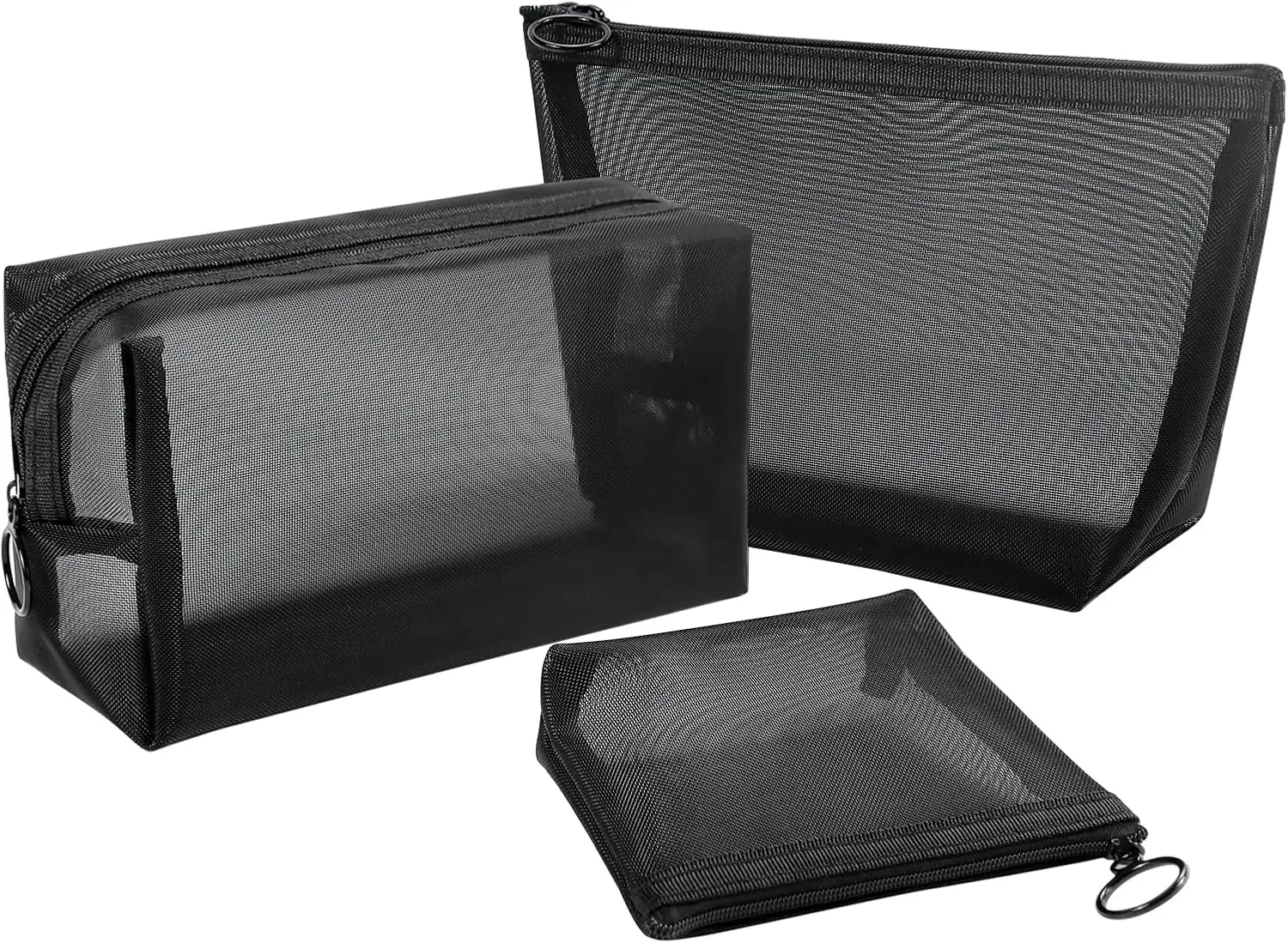 Aosbos 3-Pack Mesh Cosmetic Bag Set - Travel/On-The-Go Makeup Storage, Zipper Closure Small Pouch Aosbos 3-Pack Mesh Cosmetic Bag Set - Travel/On-The-Go Makeup Storage, Zipper Closure Small Pouch