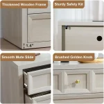 Nightstand Set of 2 W/Charging Station, 30.7" W King Size Bedside Table with 3 Drawers, Accent End Table W/Large Storage 5