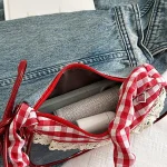 Shoulder Bag Crossbody Bag Korean Fresh Style Large Capacity Plaid Handheld Commuter Bag Mini Bags Vintage Korean Outfits Bag 5