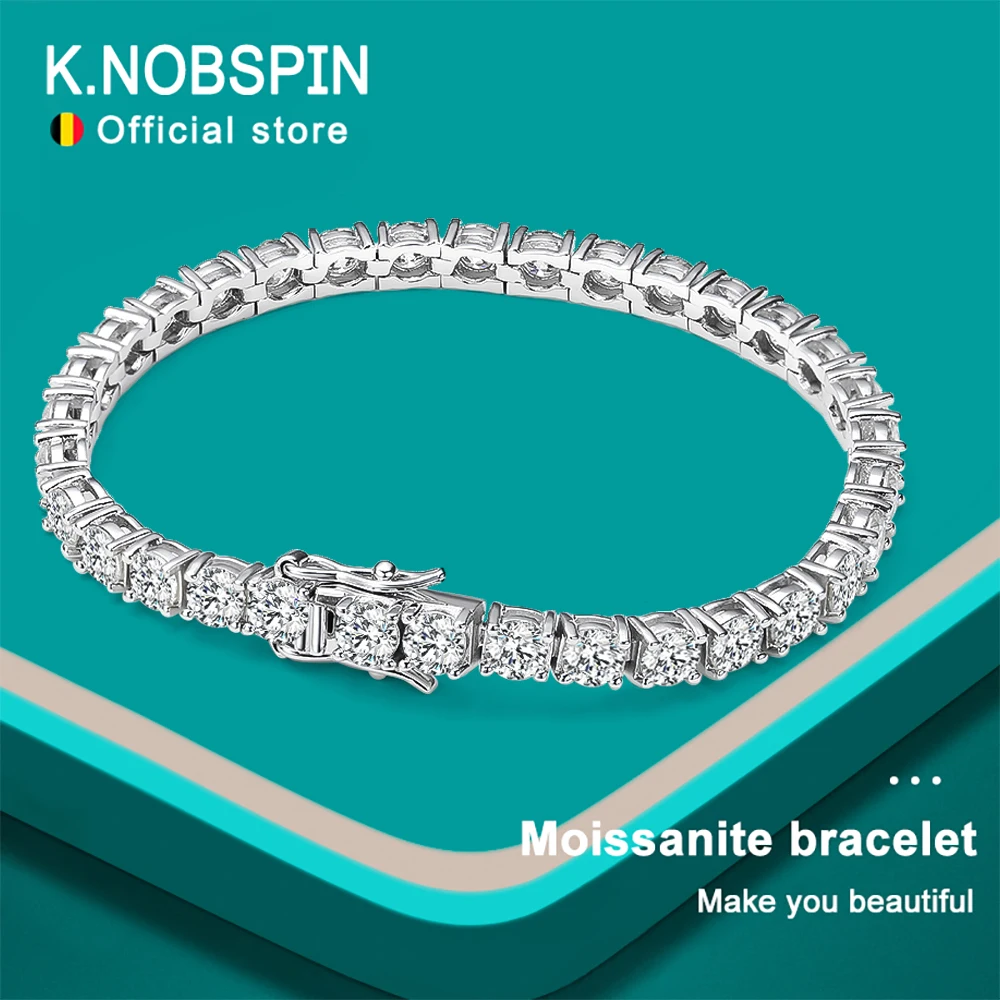 KNOBSPIN D VVS1 Moissanite Tennis Bracelet Original s925 Sterling Silver Plated 18k White Gold with GRA Bracelets for Women Man KNOBSPIN D VVS1 Moissanite Tennis Bracelet Original s925 Sterling Silver Plated 18k White Gold with GRA Bracelets for Women Man