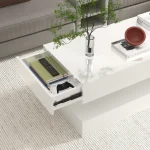 47.3IN High Glossy LED Coffee Table,Modern Center Table with 2 Storage Drawers for Living Room 4