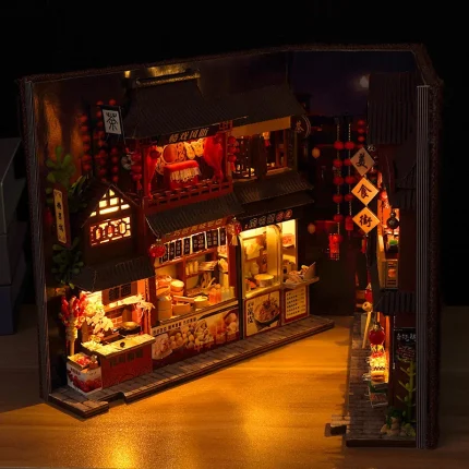 Diy Book Nook Doll House Miniature Wooden Bookshelf Shelf Insert Miniatures Home Model Kit Dollhouse Birthday Toy Gifts