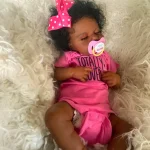50 CM Finished Reborn Baby Doll LouLou Sleeping African American Girl Newborn Dark Skin Soft Hand-Rooted Hair Christmas Gift Toy 6