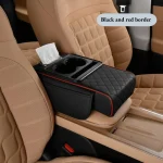Newest Car Armrest Heightening Cushion With 2 Cup Holder Side Storage Pockets Center Console Armrest Cushion Car Armrest Cover 3