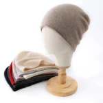 2024 Winter Unisex 100 Cashmere Hats Outdoor Casual Keep Warm Solid Color Cashmere Knitted Beanie Hat Women /Men Hedging Caps 2