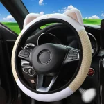 1 breathable mesh cloth cute kitten car without inner ring steering wheel cover fits 14.5-15 inch automotive supplies 5
