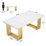 Tribesigns Modern Office Desk, 70.9" Wooden Computer Desk,Executive Desk with Gold Metal Legs, Large Workstation Home Office 5