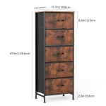 JHK 48IN Dresser For Bedroom With 5 Fabric Drawers Nightstand Wardrobe Steel Frame Closet For Clothes Storage Cabinet Furniture 4