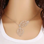 Minimalist Round Stick Pendant Necklace for Women Pearl Clavicle Necklace Leaves Long Chain Fashion Jewelry Statement Girl Gift 6