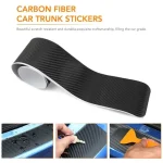 3D carbon fiber sticker Car threshold protective film Scratch resistant waterproof matte black sticker Car trunk pedal sticker 4