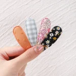 10Pcs/Lot Fresh Print Cotton Alloy Hair Clips for Kids Fabric Plaid BB Hairpins Girl Hairgripe Headwear Baby Hair Accessories 4