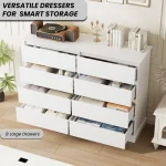 Modern 8 Dresser, 51” Wide Large Capacity Storage Cabinet, Multifunctional Dresser For Bedroom Living Room Hallway 3