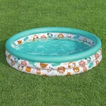 40”/48” X 10” 3 Rings Round Inflatable Infant Baby Swimming Pool Toddler Kiddie Ball Pit Pool Animal Pattern Age 2 and Up 3