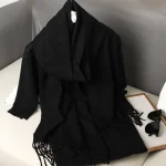 62Color Solid Women Winter Scarf Warm Thicken Cashmere Shawl Outdoor Fashion Luxury Tassels Pashmina Lady Wrap Windproof Scarves 3