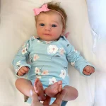 46CM Finished Reborn Baby Doll Felicia Newborn Open Blue Eyes Doll Soft Hand-Rooted Hair 3D Skin Tone Visible Veins Gift Toy 2