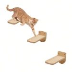 Cat Wall Hiding House Hammock Climbing Shelves Moon Perches Bed Ladder Solid Wood Steps For Activity Indoor Cats Wall Furniture 6