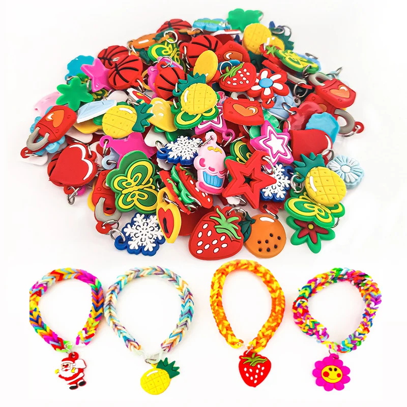 48pcs Pendants DIY Colorful Loom Rubber Band Bracelet Jewelry Making Beads Toy Colorful Animal Flower Beads Random Style 2023 48pcs Pendants DIY Colorful Loom Rubber Band Bracelet Jewelry Making Beads Toy Colorful Animal Flower Beads Random Style 2023