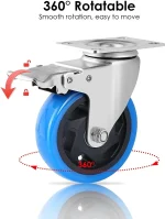 Transport Rollers 100MM Swivel Casters with Brake For All Types Of Floors, Furniture Transport Industrial Transport & Logistics 4