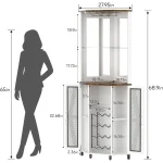 68.9“ Tall Corner Bar Cabinet, Wine Bar with LED Light and Mirror, Farmhouse Liquor Cabinet with Adjustable Shelf.Customized 2