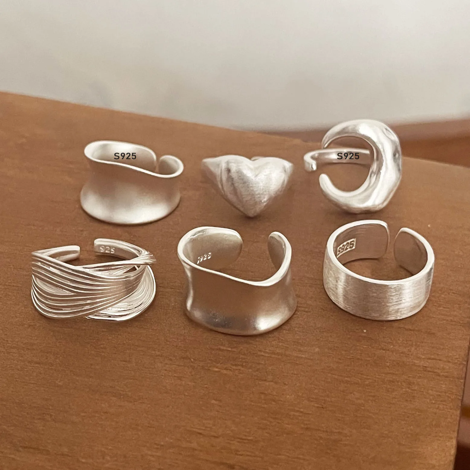 925 Sterling Silver Rings for Women Couple Minimalist Handmade Simple Wide Moon Ring Set Party Jewelry Gift Prevent Allergy 925 Sterling Silver Rings for Women Couple Minimalist Handmade Simple Wide Moon Ring Set Party Jewelry Gift Prevent Allergy