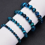 1Pc 6/8/10mm Minimalist Blue Tiger Eye Stone Beaded Bracelet Natural Stone Round Beads Bracelet For Daily Decoration 2