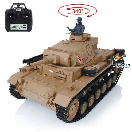 Henglong 1/16 7.0 German Panzer III H RC Tank 3849 2.4G Plastic RTR Simulation Battle Remote Control Toy for Adults Collectible