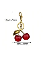 New Fashion Crystal Cherry Pendant Metal Key Chain, Suitable For Daily Wear, For Bag Accessories, Can Send Family Gifts, Friends 6