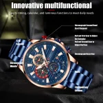 Gurren 8415 Men's Minimalist Six-hand Quartz Watch, Water-resistant Calendar Business Wristwatch 5
