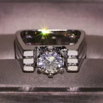 Real 14K White Gold with Stamp Ring for Women Men Unisex 100% Real Natural Diamond Jewelry Luxury Pave Setting  14 K Gold Rings 4